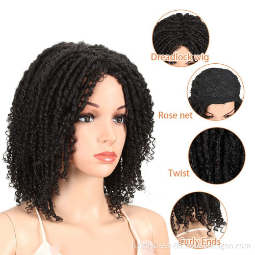 MAGIC curl 13.5 Inch High Temperature Fiber Dreadlock For Black Women Ombre Burg Crochet Twist Hair Soft Short Synthetic Wigs